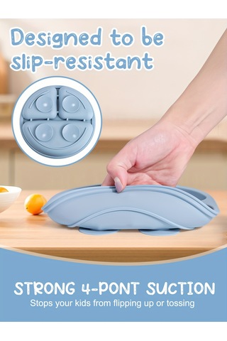 Silikon Bebek Beslenme Seti - Bölmeli Vakumlu Bardak, Renkli Kaşık Ve Çatal