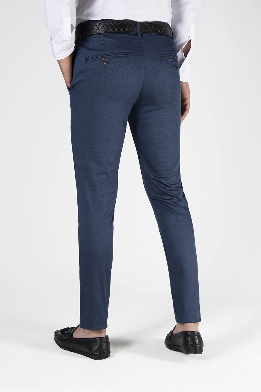 Veaven Erkek Gece Mavisi Slim Fit Petekli İtalyan Kesim Keten Pantolon Çok Renkli25