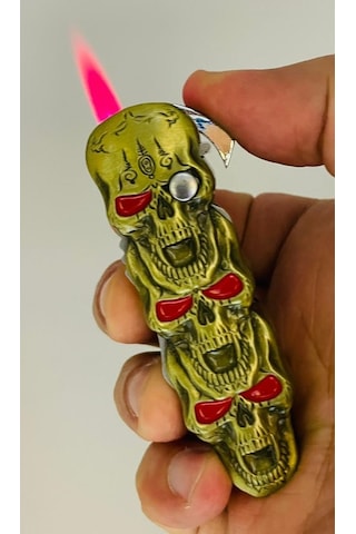 Kurukafa Desenli Metal Çakı-çakmak Pürmüzlü Rüzgar Çakmağı //14cm