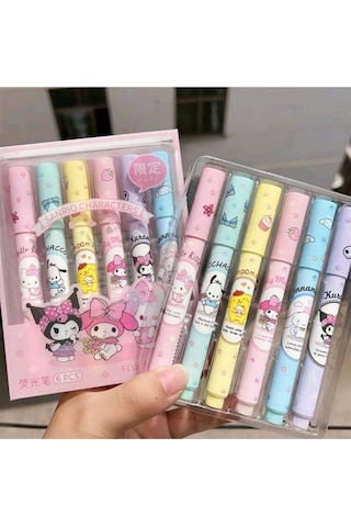 6 Adet Sanrio Neon Fosforlu Kalem Seti Çok Renkli