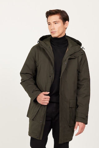 Ac&Co / Altınyıldız Classics Erkek Hakı Standart Fit Normal Kesim Kapüşonlu Kaban Haki