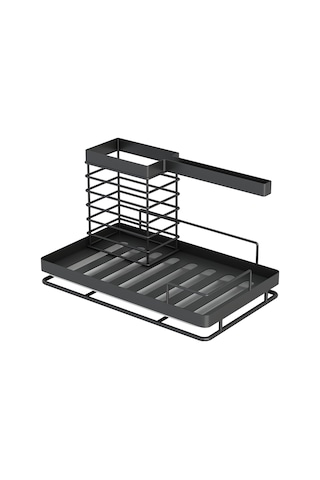 Maiyame Banyo Mutfak Çöp Sepeti: Demir Paslanmaz Çelik Sulama Organizer, Su Toplama Tablası İle Çok Fonksiyonlu Sulama Rafı Siyah Siyah