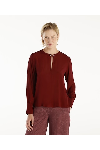 Yargıcı Yaka Detaylı Bluz Bordo