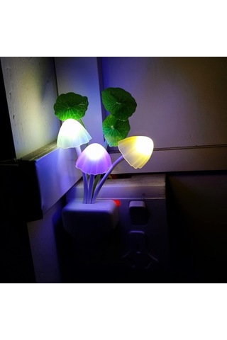 Ulzyvf Led Mantar Şekilli Otomatik Gece Lambası 3 Renkli 0.2w 110v-240v Çocuk Yetişkinler İçin Amerikan Standartı Diğer