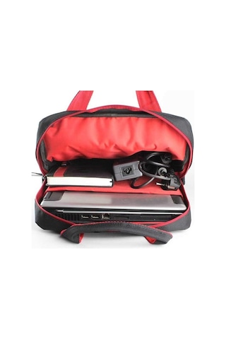 Case Club Laptop Sırt ve El Çantası 15.6" Omuz Askılı Taban Mat Destekli Kırmızı Beyaz Çizgili