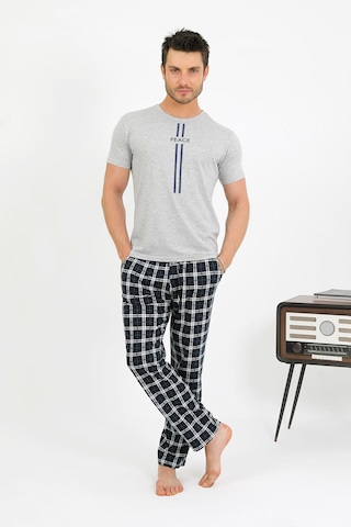 Akbeniz Erkek Pamuk Kısa Kol Pijama Takım Gri 6875 Gri