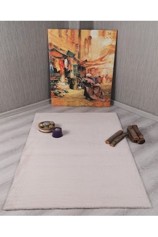 Dekoratif Tavşan Tüyü Ultra Yumuşak Peluş Kaymaz Halı Yolluk Vizon