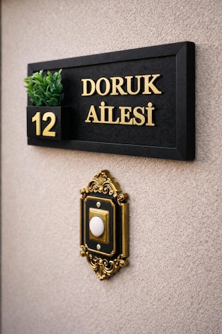 İsime Özel Tasarım Ahşap Kapı İsimliği Çiçekli 10x20 Cm Mdf Dekoratif Kapı Tabelası