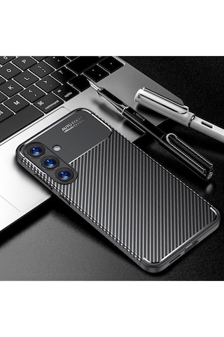 Samsung Galaxy A26 Uyumlu Kılıf Kamera Çıkıntılı Korumalı Karbon Desenli Renk Atmaz Koruyucu Negro