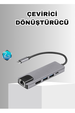Alüminyum Kasalı Macbook Usb-c Hub 4k Hdmı, Usb 3.0, Sd/tf Kart Girişi, Pd Şarj Desteği