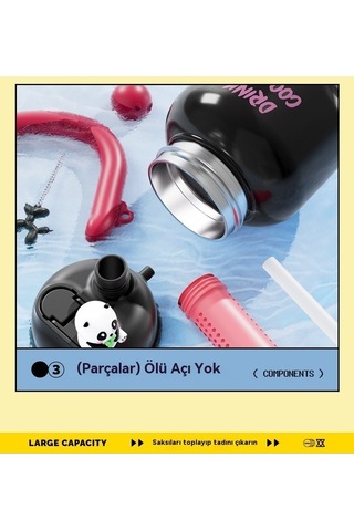 Maoyaya Sevimli Ve Taşın Çiftçiçki Büyük Göbek Termos Fincan Siyah Siyah