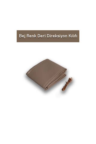 Peugeot 406 İçin Uyumlu Özel Süper Deri Direksiyon Kılıfı, Dikmeli Bej Renk Spor Dikiş