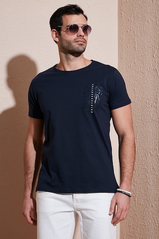Buratti Bisiklet Yaka Pamuklu Slim Fit Erkek T Shirt 541Quint Lacivert