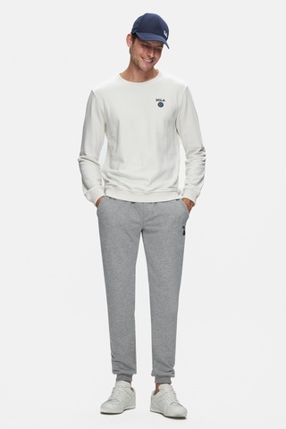 Ucla Valley Bej Bisiklet Yaka Baskılı Standart Fit Erkek Sweatshirt Bej