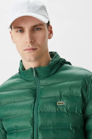 Lacoste Synthetic Fill Jacket Gizlenebilir Kapişonlu Şişme Erkek Mont Yeşil Yeşil