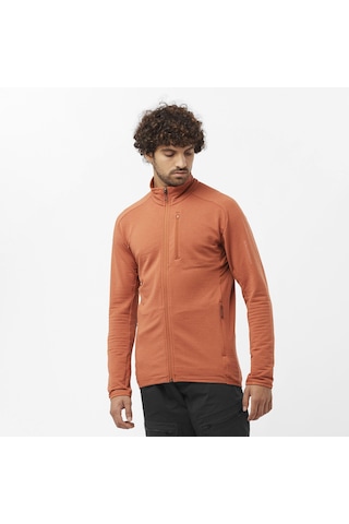 Salomon Essentıal Lıghtwarm Erkek Tam Fermuar Polar Baked Clay Lc2224600 Turuncu