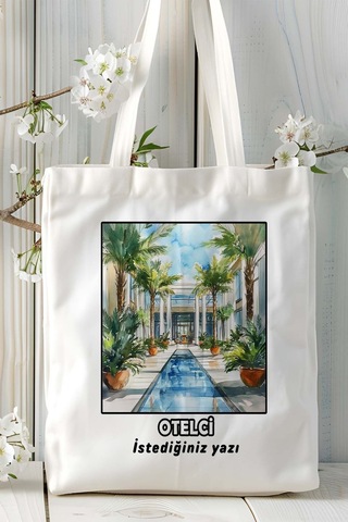 Art Hediye Otelci Baskılı Bez Omuz Çantası Kişiye Özel Model 8 Çok Renkli