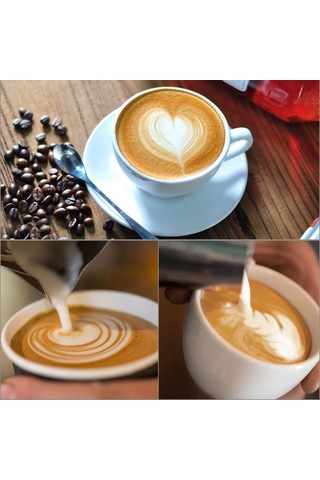 Shineyee 600ml Gümüş 304 Paslanmaz Çelik Kahve Latte Kupa, Sıcaklık Gösterici Ve Uçlu Ağızlı, Anti-korozif, Ev Ve Café İçin Gümüş