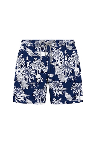 John Frank Resort Desenli Hızlı Kuruyan Mayo Short Erkek Mayo Short Jfsssw46 Lacivert-beyaz