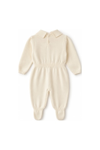 Babyhola Unisex Triko Patikli Bebek Tulum 5603 Ekru