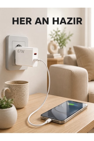 Plentiful67 Watt Type C Şarj Adaptörü Asus Zenfone 7 8 9 Uyumlu Yeni Nesil Altın