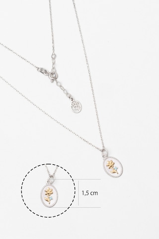 So Chic Nergis Çiçeği 18 Ayar Beyaz Altın Kaplama 43 Cm Gümüş Kolye Rodyum