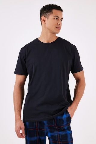 Buratti Ekoseli Pamuklu Regular Fit Kısa Kollu Erkek Pijama Takımı 6572006 Lacivert-Saks
