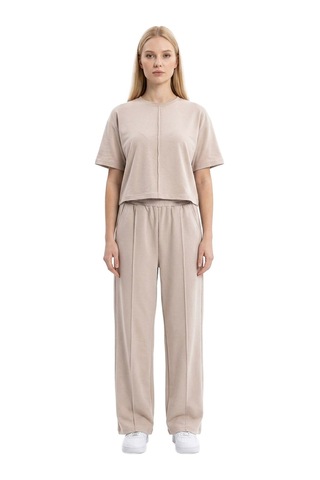 Cottonhıll Premium - Sway Collection Vizon Modal Nervür Dikiş Detay Kadın Eşofman Takımı