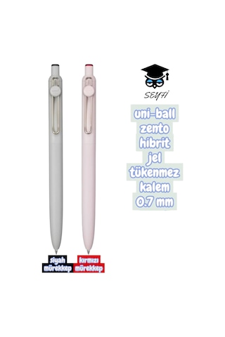 Uni-ball Zento Hibrit Jel Tükenmez Kalem 0.7 Mm Siyah-kırmızı Mürekkep 2 Adet Uniball Çok Renkli