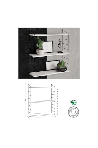 Decormet Armoni Raf Seti 3 Raflı 200 720 Beyaz Beyaz