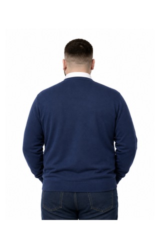 Battalmoda Erkek Büyük Beden İndigo Cepli Düğmeli Triko Hırka 3xl-4xl-5xl-6xl