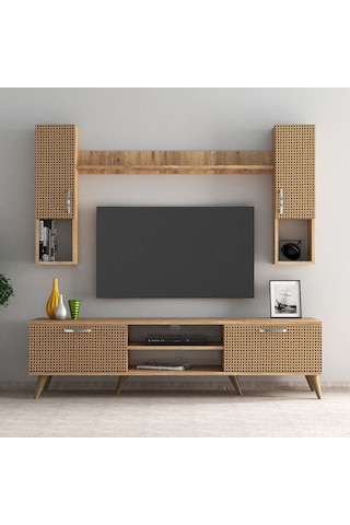 Mega 180 lik Kapaklı Raflı Tv Ünitesi Çam Hazeran Kapaklı - TVU02