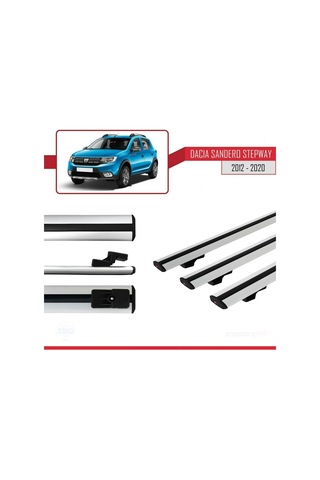 Dacia Sandero Stepway 2012-2020 Arası İle Uyumlu Basic Model Ara Atkı Tavan Barı Gri 3 Adet