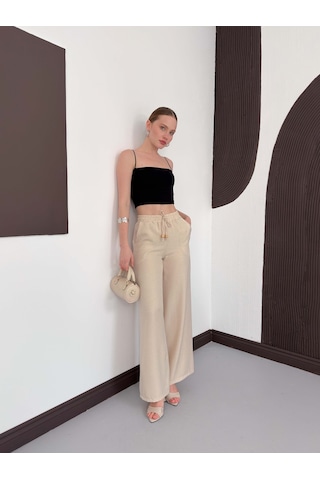 Verymoda Keten Pantolon D2381 Taş