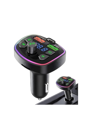 Pdateknoloj Q7 Pd 20w Araç Fm Transmitter 5.3 Bluetooth Araç Kiti 2usb Port, 1type-c Hızlı Şarj Çıkışlı Çakma