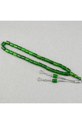Katalin Çubuk Alpaka Püsküllü Kapsül Kesim 9x13mm Tesbih - Yeşil