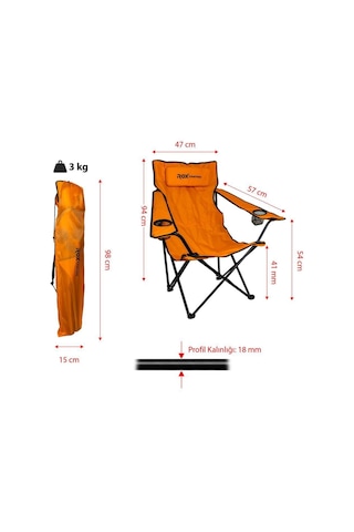 Rox Camping Katlanır Kamp Sandalyesi -turuncu Turuncu
