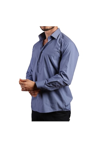 İndigo Büyük Beden Rahat Kesim Cepli Uzun Kol Regular Fit Erkek Gömlek - 150-15 001