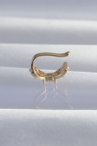 Pirinç Gold Renk Zirkon Taş Kaplama Earcuff Küpe 5886 Çok Renkli