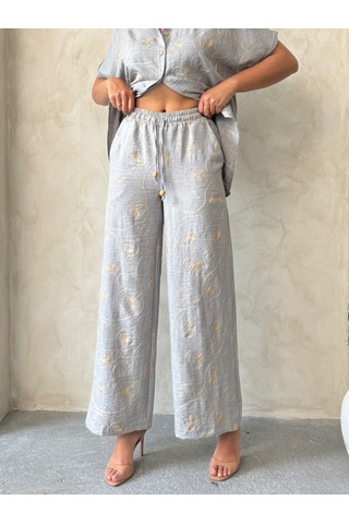 Verymoda Nakışlı Pantolon F1900 Gri Dsn2