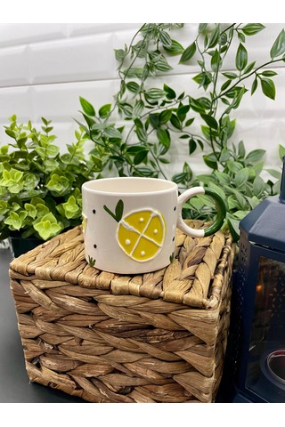 Seramik Kupa Bardak Limon Dilimi Tasarım