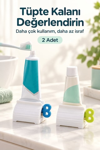 Çevirmeli Diş Macunu Sıkacağı Tüp Sıkma Aparatı 1 Adet Beyaz Gövde, Çevirme Kolu Karışık Renk