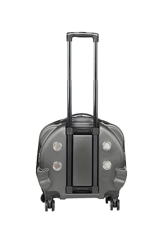 Gobypet Şeffaf Tekerlekli Kedi Köpek Taşıma Valizi Çekçekli Büyük Model Koyu Gri