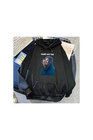 Tarzsokak Siyah Unisex Karanlık Madde Tv Grafik Hoodiesekler Cep Giyim İle Streetwear Güzse