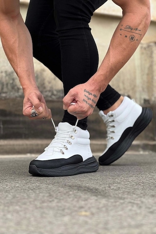 Wagoon Wg035 Kömür Beyaz Yüksek Taban Yarım Bilek Bot Çok Renkli