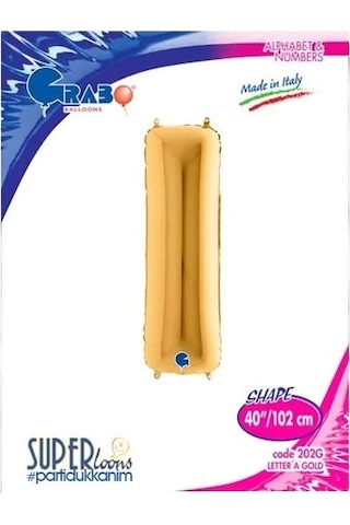 Folyo Harf ''ı'' Harfi Gold-altın Renk 40 Inc 100 Cm Grabo Doğum Günü Balonu Çok Renkli
