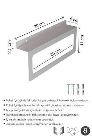 Beyaz Metal Havluluk Dayanıklı Banyo Ve Mutfak Düzenleyici Beyaz