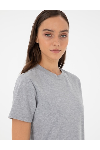 Pierre Cardin Kadın Gri Melanj Tişört 50288572-vr086 Gri Melanj