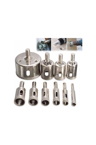 Ccgloball 6-30mm 10 Parça Elmas Kaplı Hss Matkap Ucu Seti Fayans Mermer Cam Seramik Delik Testere Açma Matkap Uçları Elmas Matkap Elektrikli El Aletleri