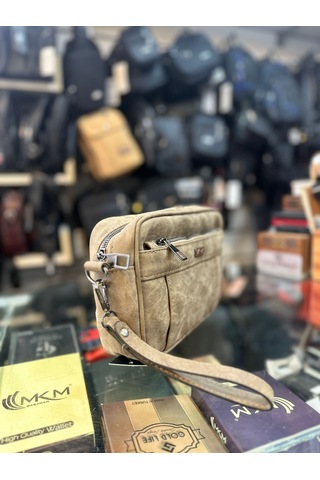 Trg Polo Bej Greyzu Deri El Çantası Bej